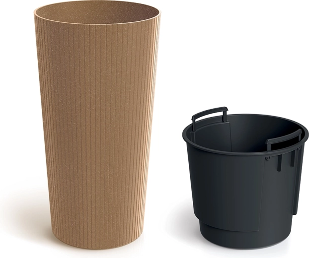 Lamia Slim Eco Wood virágtartó, 30 cm, naturo