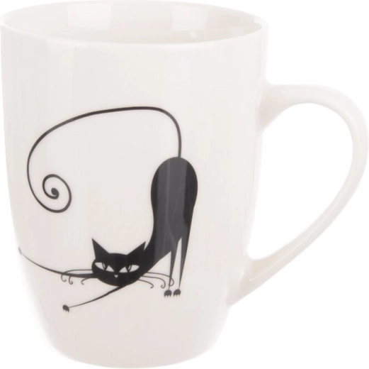 Porcelán bögre macskamintával fehér/fekete 370 ml