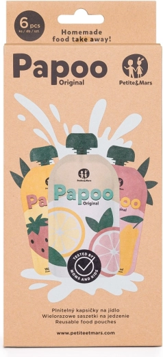 Újrafelhasználható ételtasakok PETITE&MARS Papoo Original, 6 db