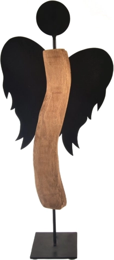 Angyal mangófából és fekete fémlemezből Black, 65 cm