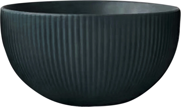 KITCHISIMO kerámia tál 710 ml, bordázott, sötétzöld