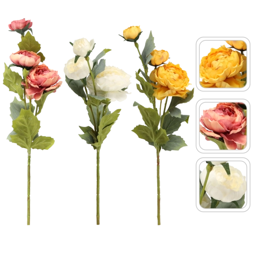 Mű rózsa szárral, 50 cm, 3 szín mix