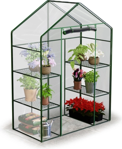 Kerti fóliasátor két polccal 195 × 140 × 70 cm Plonos