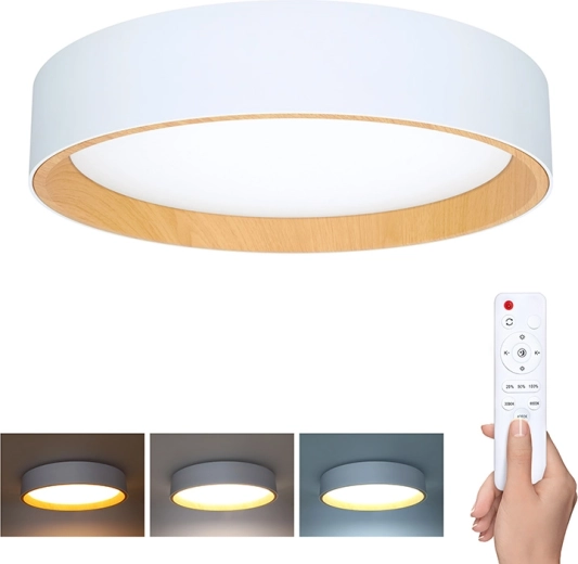 Solight Larios fehér LED mennyezeti és fali lámpa távirányítóval, 48 W, 39 cm