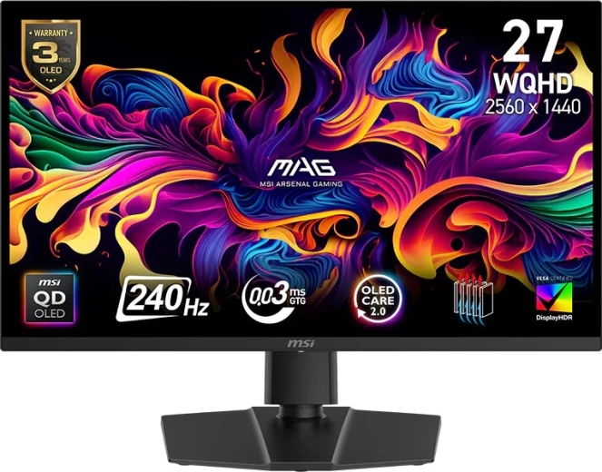 27" QD‑OLED WQHD 240 Hz MAG 271QP gamer monitor, fekete