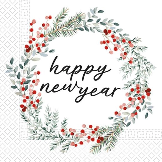 Papírszalvéták 33 × 33 cm, 3 rétegű, New Year minta, 20 db