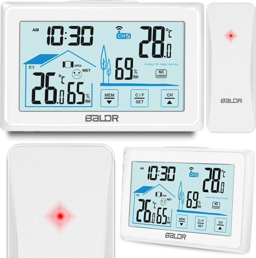 Digitális meteorológiai állomás vezeték nélküli érzékelővel, fehér