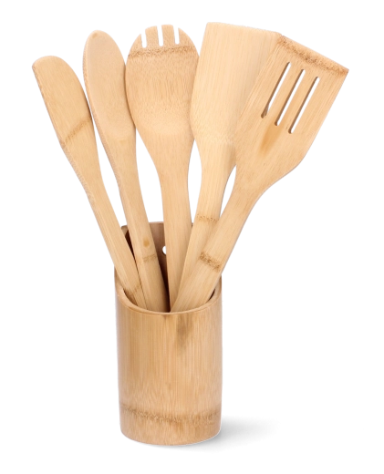 6 részes bambusz konyhai készlet állvánnyal