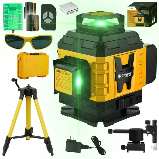 4D keresztlézer 16 db 360°-os vonallal, 118 cm-es állvánnyal – Renew Force