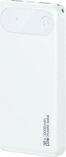 USAMS PB80 powerbank 10000 mAh, 20 W PD, 2×USB‑A + USB‑C, fehér
