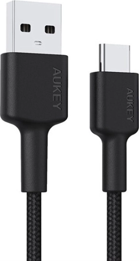 Aukey USB‑C–USB‑A kábel 2 m, 60 W, nejlonszövet, fekete