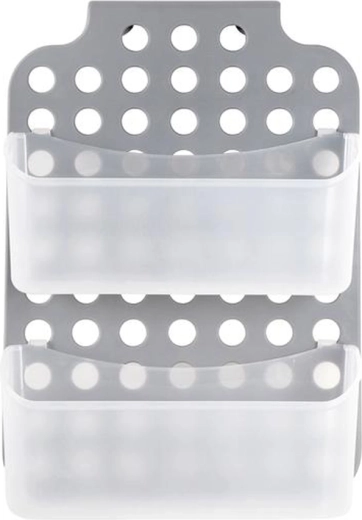 Toro függesztett, kétpolcos fürdőszobai polc 35,5 × 25,5 cm, szürke
