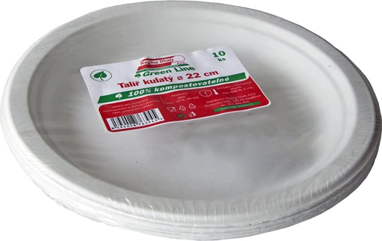 Sekély cukornád tányérok 22 cm, 10 db