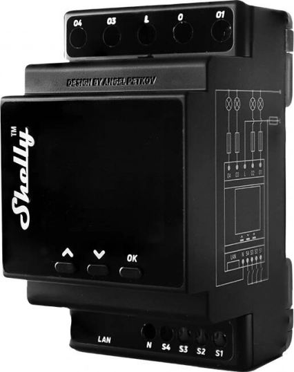 Shelly Pro 4PM relé teljesítményméréssel és Wi-Fi csatlakozással