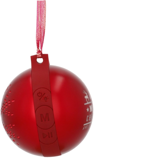 Karácsonyfadísz Bluetooth hangszóróval, piros 8,5 × 8,5 × 9,5 cm - 1 db