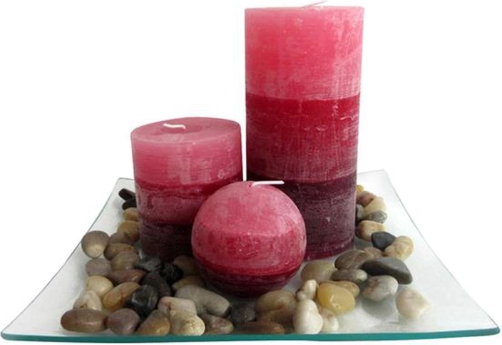 Ajándékszett üvegtálcán Provence – fahéj illatú gyertyák