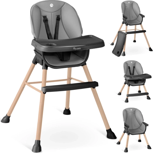 NUKIDO Tilo 3 az 1-ben etetőszék, szürke–fekete