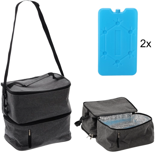13 l-es hűtőtáska két hűtőbetéttel, szürke