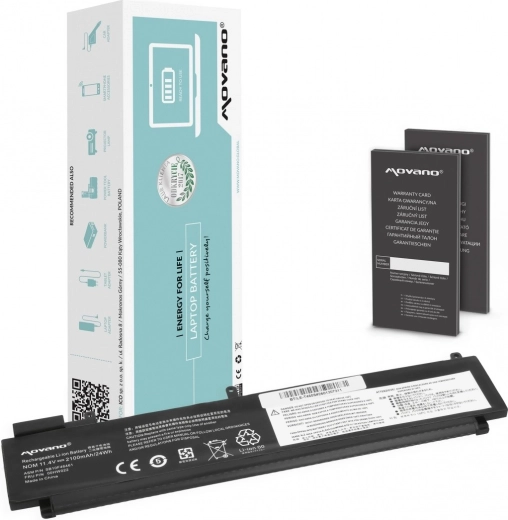 Movano akkumulátor Lenovo ThinkPad T480s-hez (L17L3P71, 01AV478) 4650 mAh 54 Wh