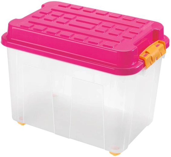 Átlátszó, egymásra rakható műanyag tárolódoboz 75 l, 60 × 40 × 46 cm