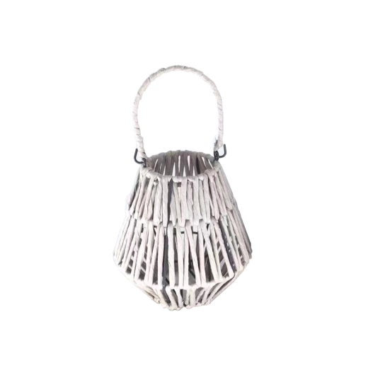 Rattan lámpás üveg betéttel, fehér 18 × 20 cm