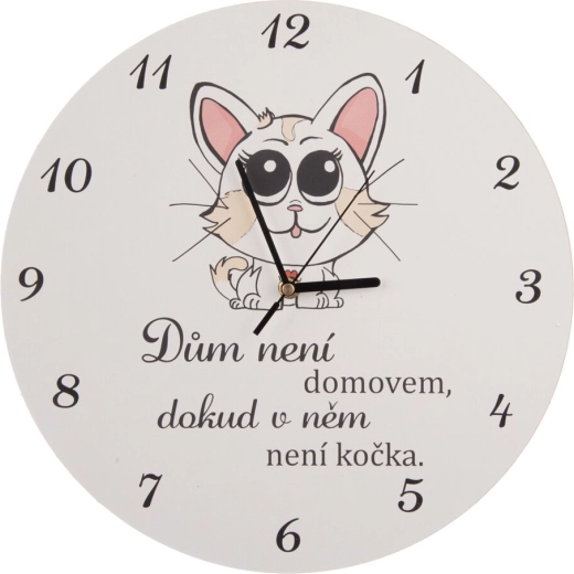 Cat home fehér fa falióra 34 cm