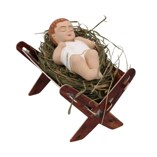 Betlehemi figura – Jézuska (kisded a jászolban, alvó), nagy, színes - 1 db