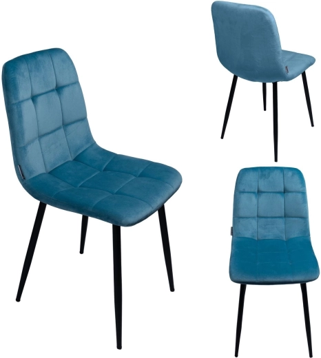 Kárpitozott velúr étkezőszék loft stílusban, kék - 1 db
