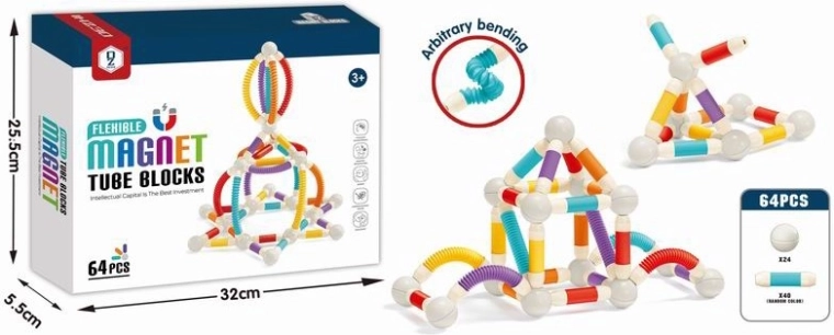 Mozgó mágneses építőkészlet, 64 darab