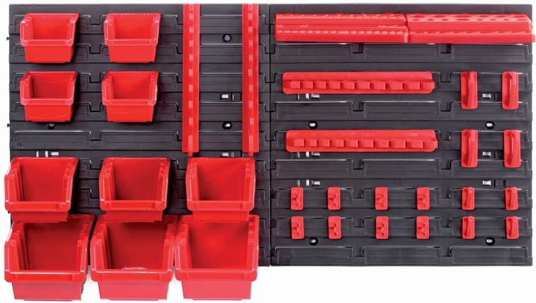 Fali panel 10 dobozzal és 22 szerszámtartóval ORDERLINE 800 × 165 × 400 mm