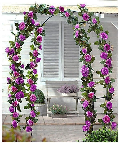 Ívelt futónövény-támasz 240 × 140 × 37 cm, fém, zöld