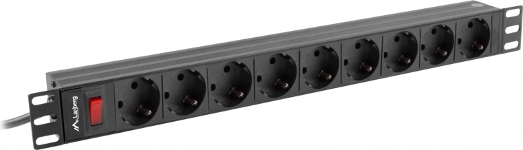 szerelési erősítő Rack PDU 19 hüvelyk 1U 16A 9xSchuko 3m fekete