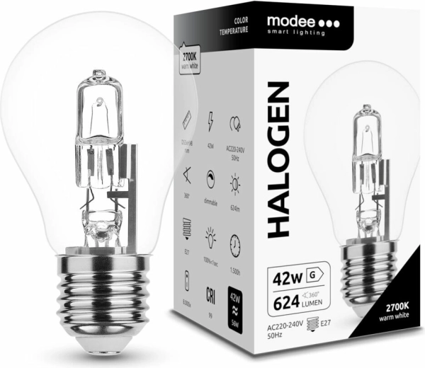Modee ECO halogén izzó A55 42 W E27, 624 lm, meleg fehér