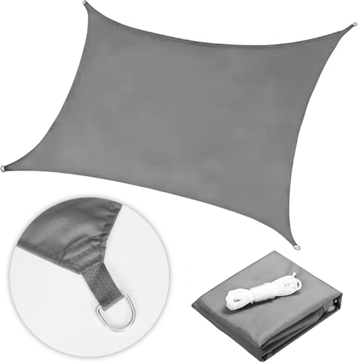 Vízálló árnyékoló ponyva 5 × 5 m, négyzet, szürke, MultiGarden