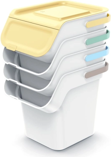 Egymásra rakható szelektív hulladékgyűjtő készlet aktívszén-szűrővel 4×20 l