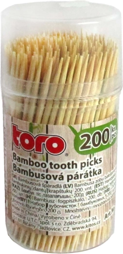 Bambusz fogpiszkáló adagolóban, 200 db