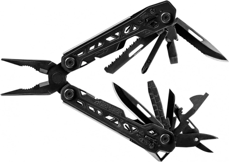 Multitool Gerber Truss Black – fekete multifunkciós szerszám 17 funkcióval és tokkal