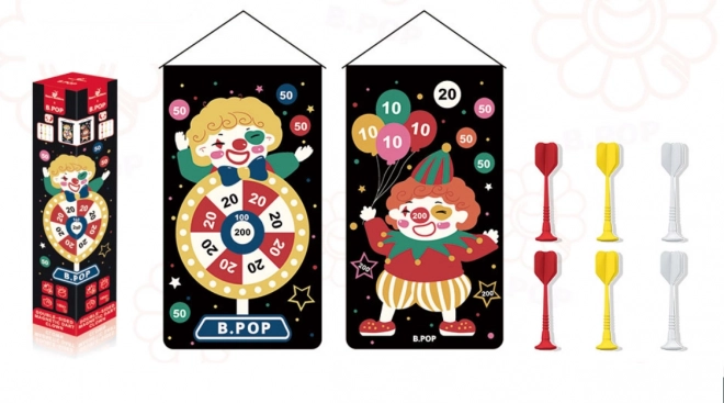 Kétszínű mágneses céltábla bohóc mintával