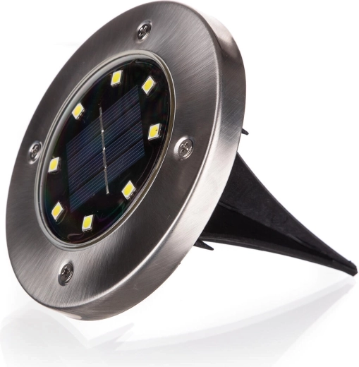 Napelemes süllyesztett padló LED lámpa 12 cm, rozsdamentes acél/műanyag