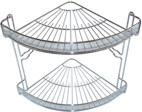 Sarok fürdőszobai polc, 2 szintes, króm, 22 × 22 × 27 cm