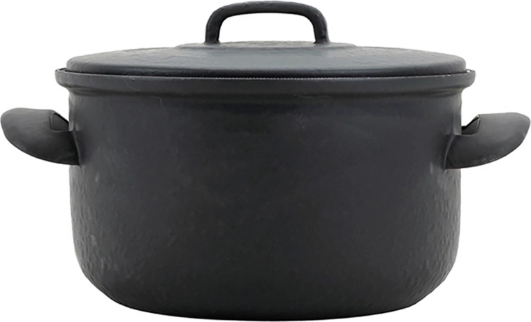 Zománcozott lábas fedővel 24 cm, 5 l – fekete matt kék zománccal