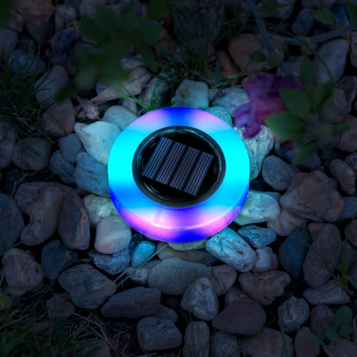Napelemes kerti LED lámpa kör alakú RGB világítással