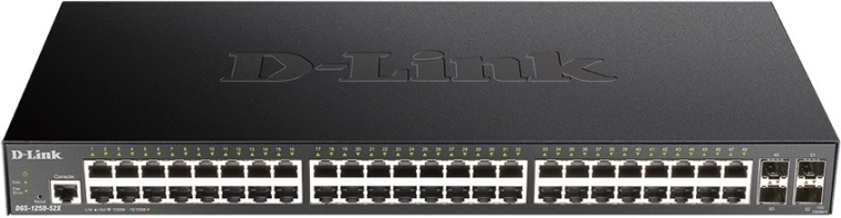 D-Link DGS‑1250-52X menedzselhető gigabites switch 48× GE és 4× SFP+ 10G
