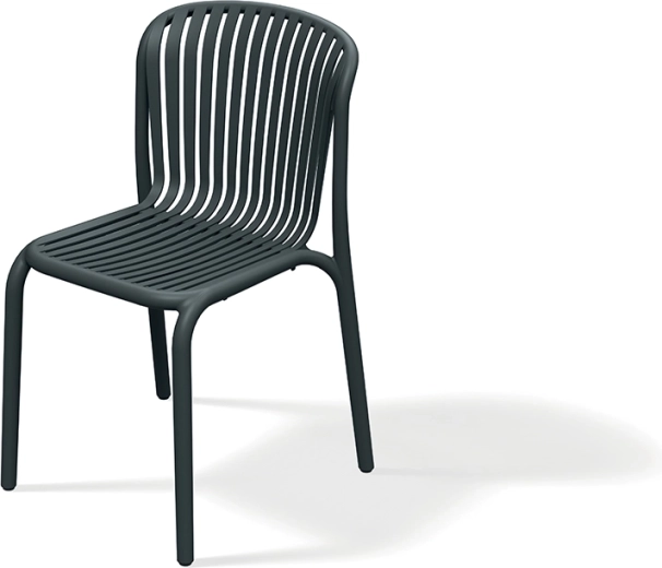 BRENE szék, szénszürke – könnyű, rakásolható kültéri és beltéri szék lamellás ülőfelülettel