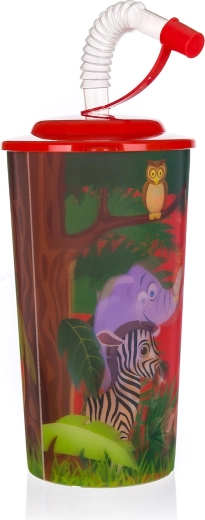 Műanyag ZOO pohár tetővel és szívószállal, 470 ml