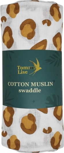 Tommy Lise pamut muszlin pelenka – fehér leopárd 120 × 120 cm