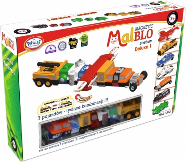 MalBlo Magnetic Deluxe – mágneses járműépítő készlet