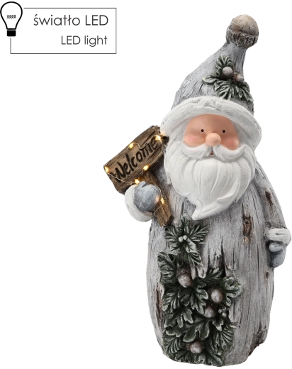 Karácsonyi „Santa Welcome” figura LED világítással 24 × 13 × 44,3 cm