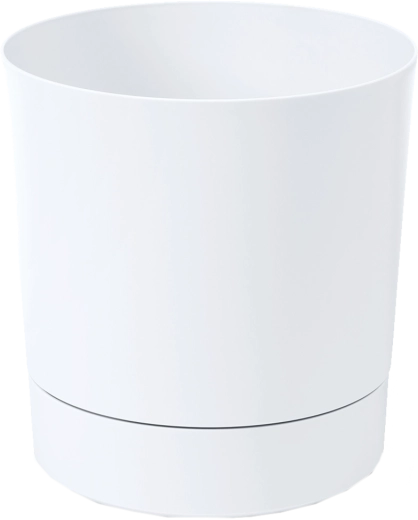 AURA virágtartó alátéttel, 28 cm, fehér