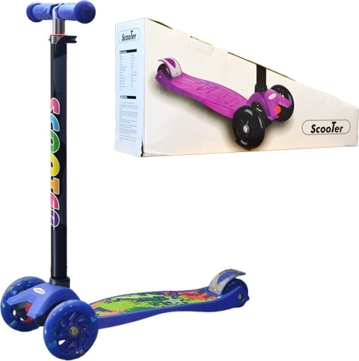 Gyermek háromkerekű roller világító kerekekkel – kék